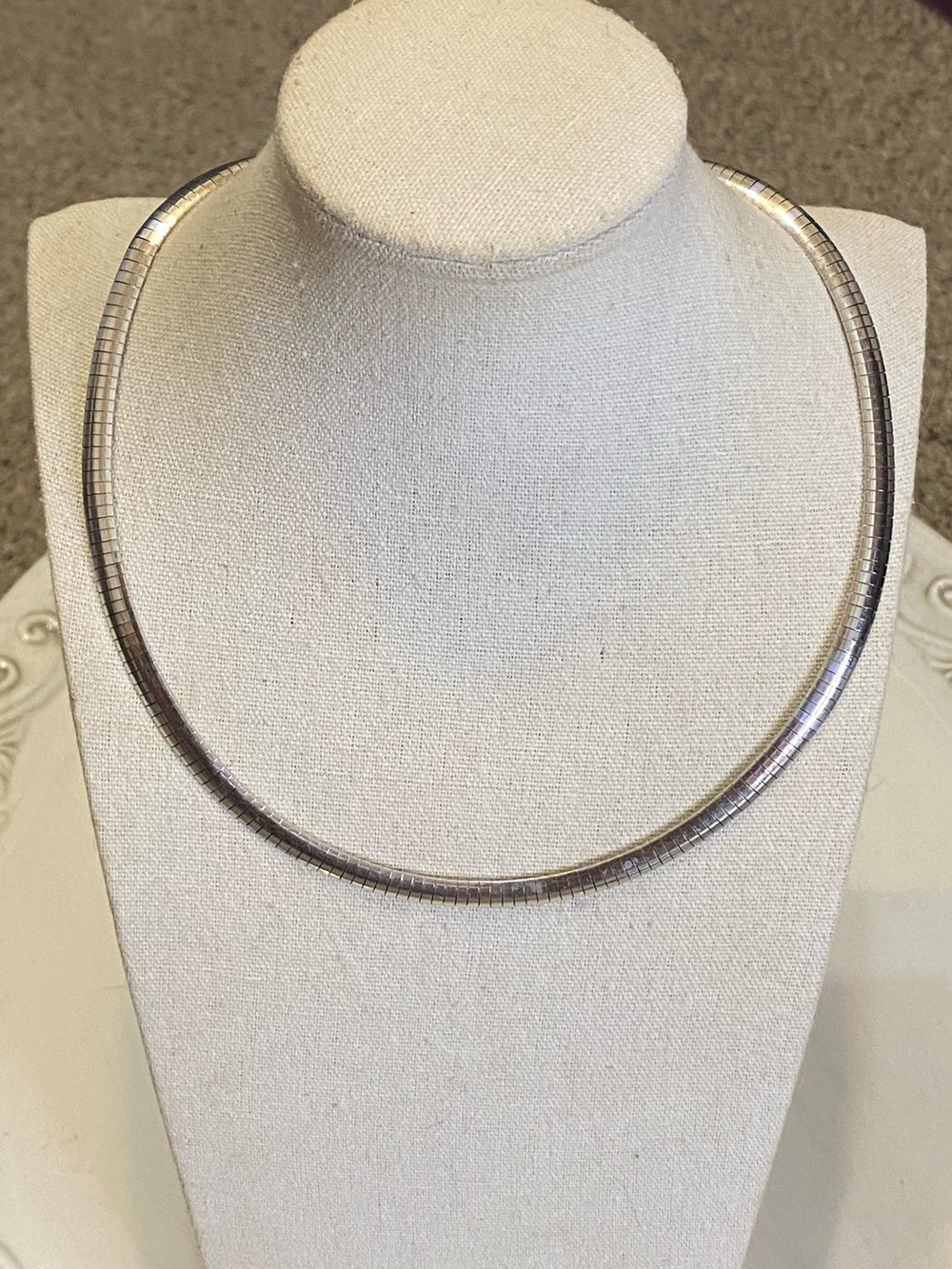 Sterling Silver Omega Necklace 925